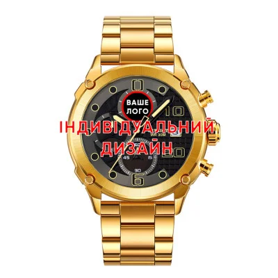 Класичний чоловічий годинник Awarder 016 Gold-Black-Steel під Індивідуальний дизайн, водонепроникний, японський механізм