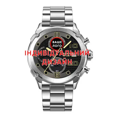 Классические мужские часы Awarder 016 Silver-Black Steel под Индивидуальный дизайн, водонепроницаемый