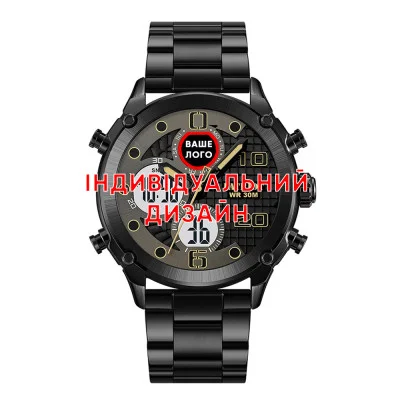 Класичний чоловічий годинник Awarder 017 Black-White Steel  під Індивідуальний дизайн, водонепроникний