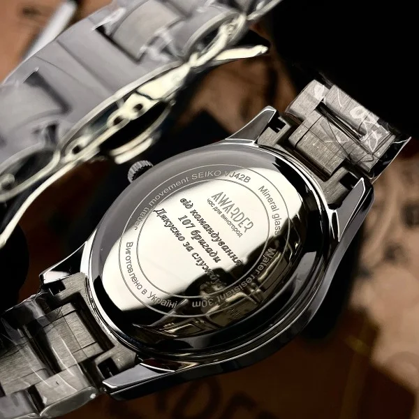 Класичний чоловічий годинник Awarder 023 Silver Steel під Індивідуальний дизайн, водонепроникний, японський механізм фото 9