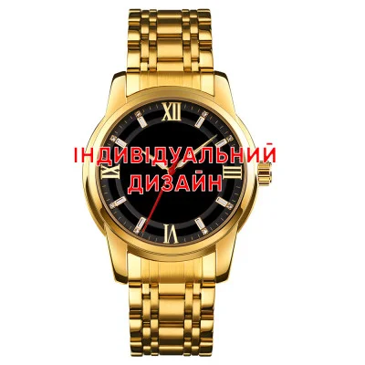 Класичний чоловічий годинник Awarder 025 Gold-Black під Індивідуальний дизайн, водонепроникний