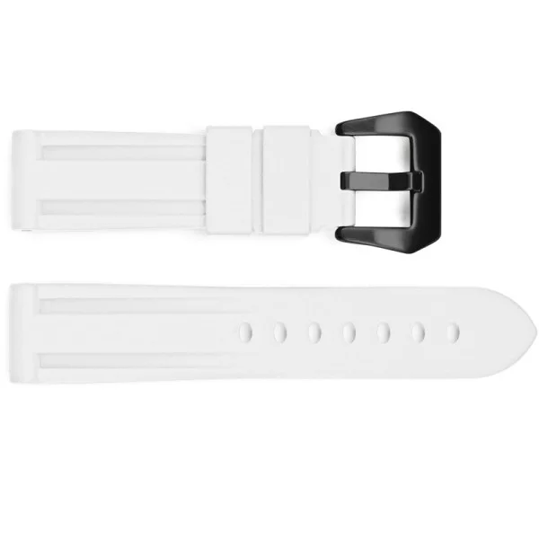 Ремінець для годинника 3001 Silicone White-Black 24 мм. фото 1