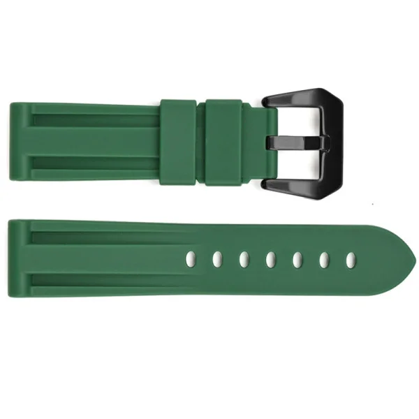 Ремінець для годинника 3001 Silicone Green-Black 24 мм. фото 1