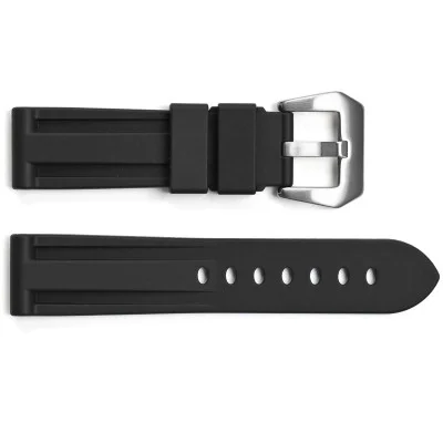 Ремінець для годинника 3001 Silicone Black-Silver 24 мм.