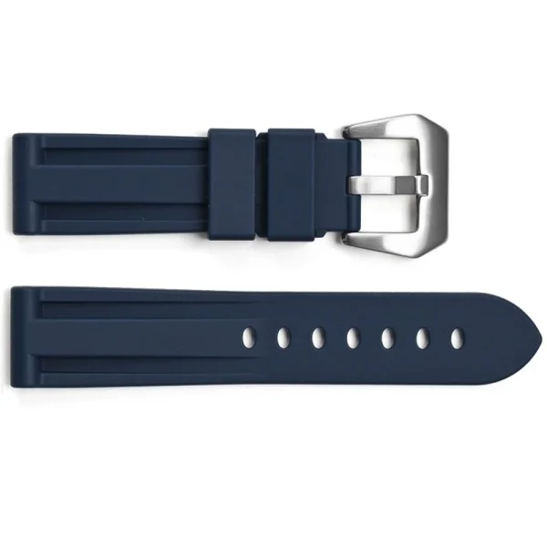 Ремінець для годинника 3001 Silicone Blue-Silver 24 мм. фото 1