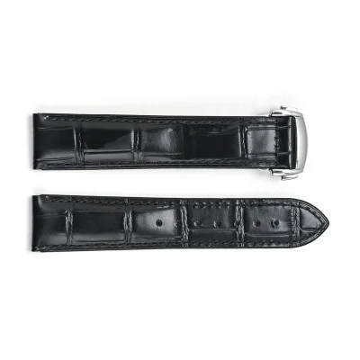 Шкіряний ремінець 3002 Black-Silver 22 мм
