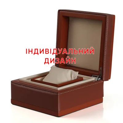Коробка для годинника шкіряна з деревом коричнева Індивідуальний дизайн