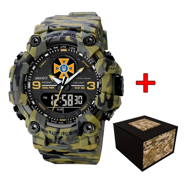 Чоловічий спортивний годинник Awarder 001 ДСНС Camo Green фото 1