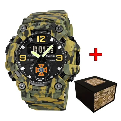 Мужские спортивные часы кварцевые Awarder 003 ДСНС Camo Green