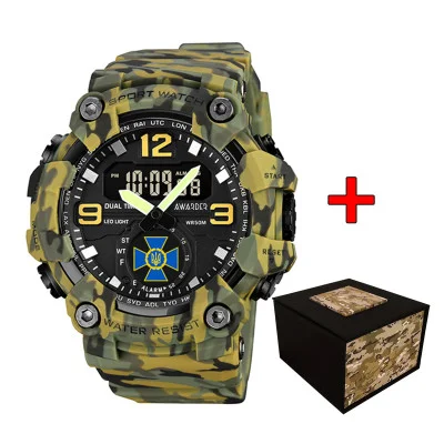 Мужские спортивные часы кварцевые Awarder 003 СБУ Camo Green