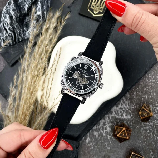 Жіночий годинник Awarder 021-3D Де би не була Silver-Black-Black Leather фото 4