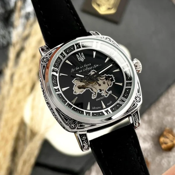 Жіночий годинник Awarder 021-3D Де би не була Silver-Black-Black Leather фото 5