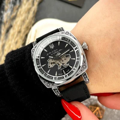 Жіночий годинник Awarder 021-3D Де би не була Silver-Black-Black Leather
