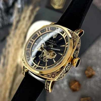 Женские часы Awarder 021-3D Де би не була Gold-Black-Black Leather
