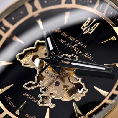 Женские часы Awarder 021-3D Де би не була Gold-Black-Black Leather