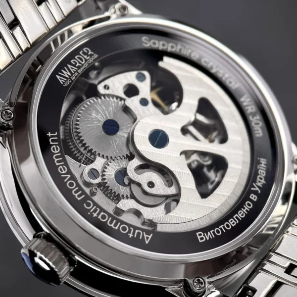 Чоловічий годинник Awarder 043 Де би не був Silver-Black Steel Automatic фото 9