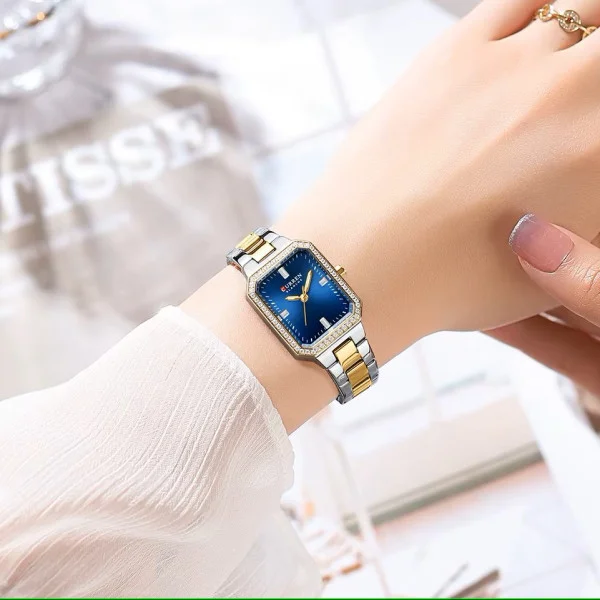 Женские часы Curren 9102 Silver-Gold-Blue фото 3