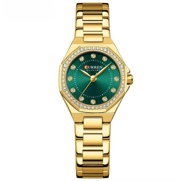 Женские часы Curren 9100 Gold-Green фото 1