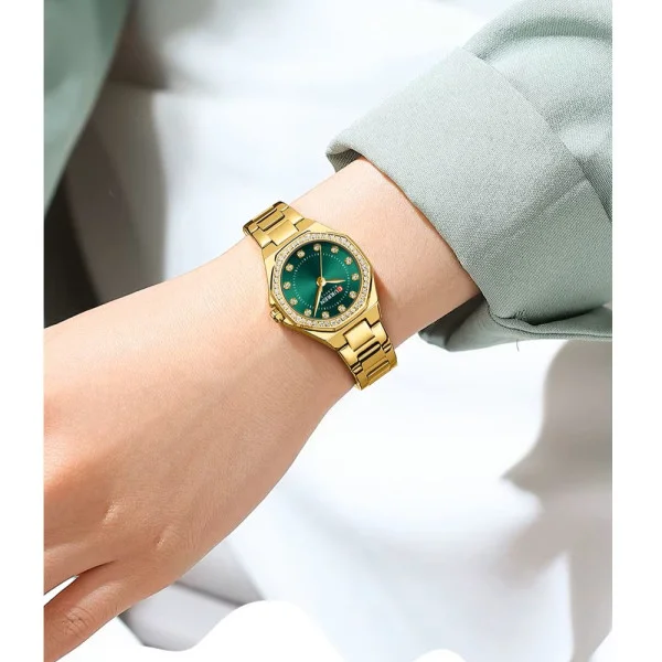 Женские часы Curren 9100 Gold-Green фото 3