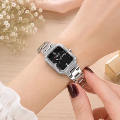 Жіночий годинник Curren 9102 Silver-Black