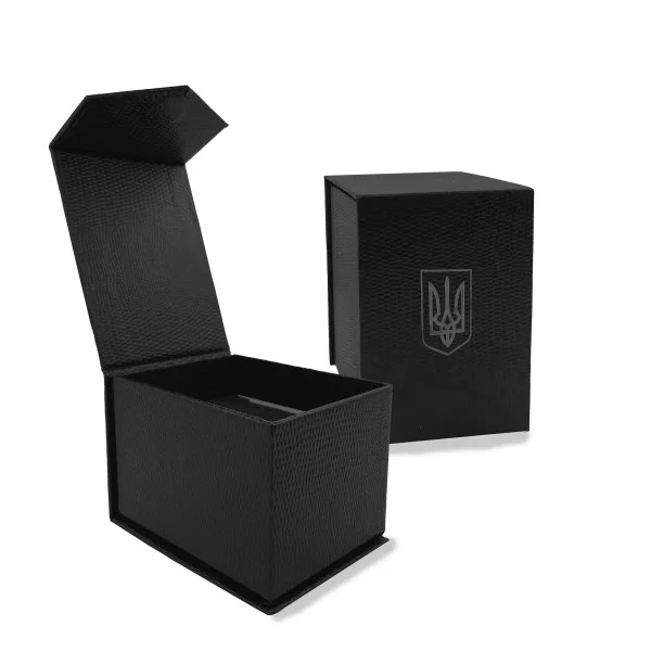 Коробочка для годинника чорна з чорним тризубом фото 1