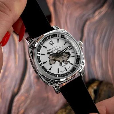 Женские часы Awarder 021-3D Де би не була Silver-White-Black Leather