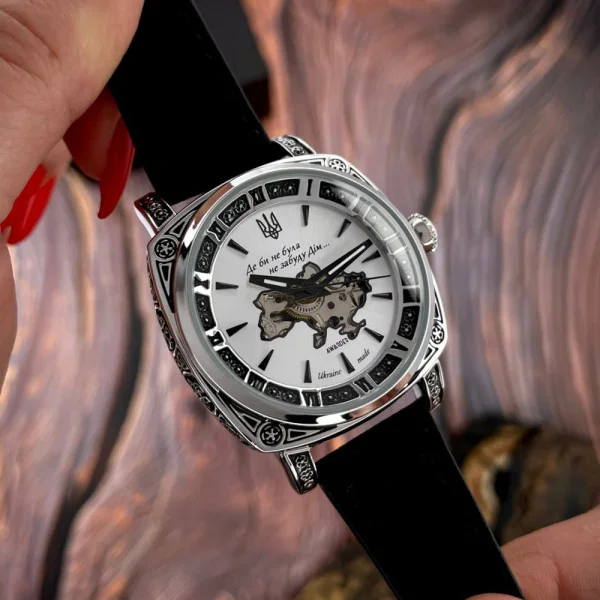 Жіночий годинник Awarder 021-3D Де би не була Silver-White-Black Leather фото 4