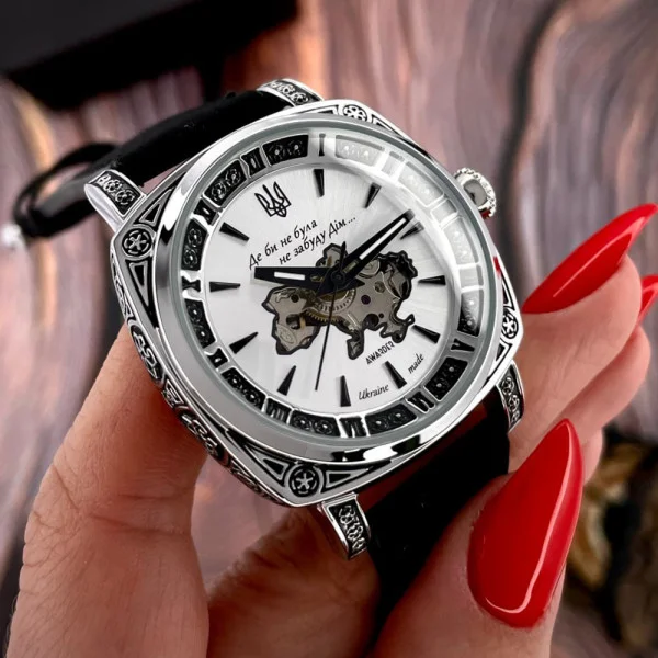 Жіночий годинник Awarder 021-3D Де би не була Silver-White-Black Leather фото 5