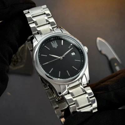 Наручний годинник Awarder 023 Silver-Black Тризуб Срібло