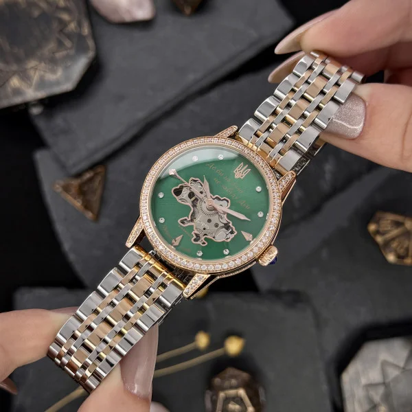 Жіночий годинник Awarder 049 Silver-Gold-Green фото 4