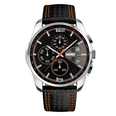 Мужские часы Skmei 9106OG Silver-Black-Orange
