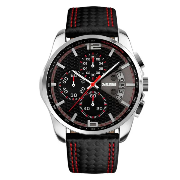 Чоловічий годинник Skmei 9106RD Silver-Black-Red фото 1