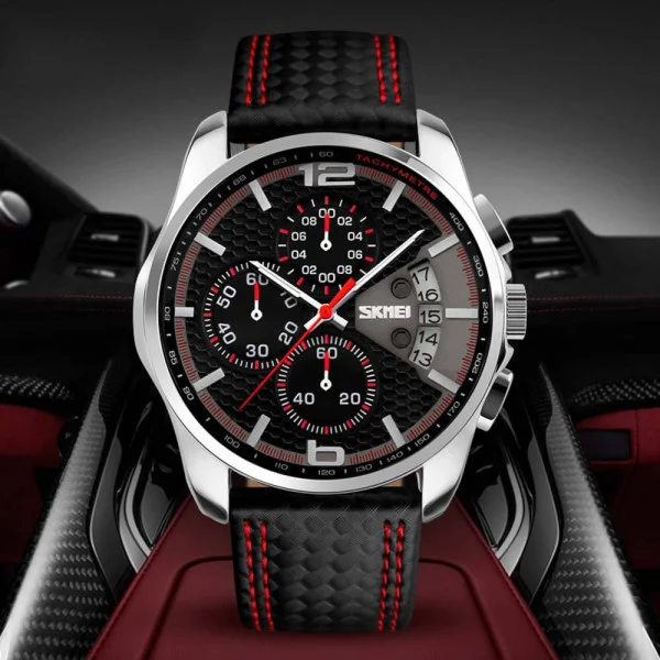 Чоловічий годинник Skmei 9106RD Silver-Black-Red фото 5