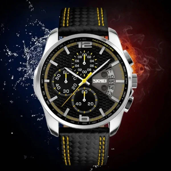 Чоловічий годинник Skmei 9106YL Silver-Black-Yellow фото 3