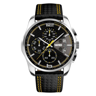Мужские часы Skmei 9106YL Silver-Black-Yellow