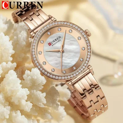 Женские часы Сurren 9051 Rose Gold-White