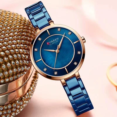 Жіночий годинник Сurren 9051 Rose Gold-Blue