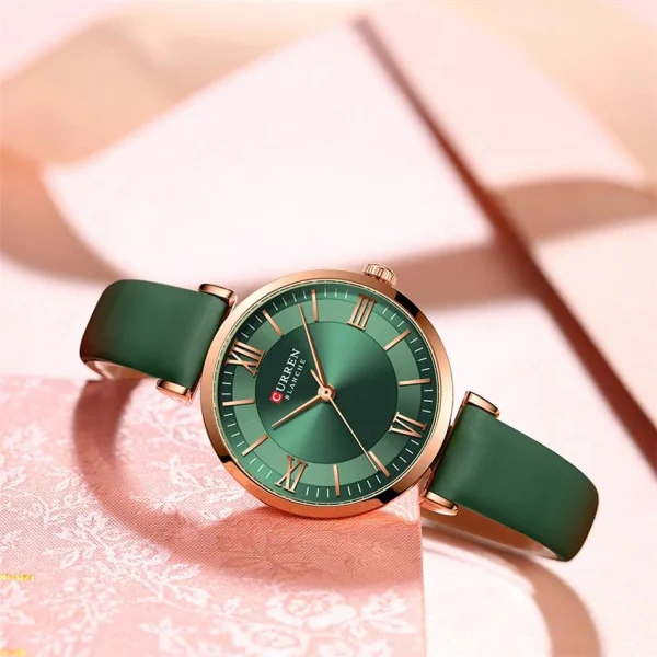 Жіночий годинник Сurren 9079 Rose Gold-Dark Green фото 3