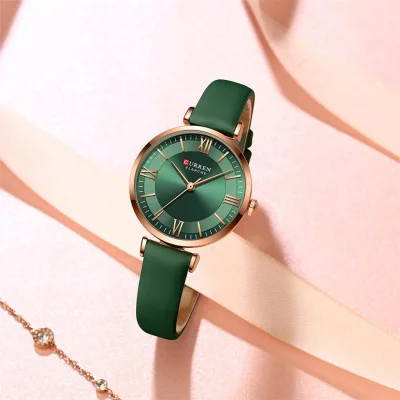Жіночий годинник Сurren 9079 Rose Gold-Dark Green