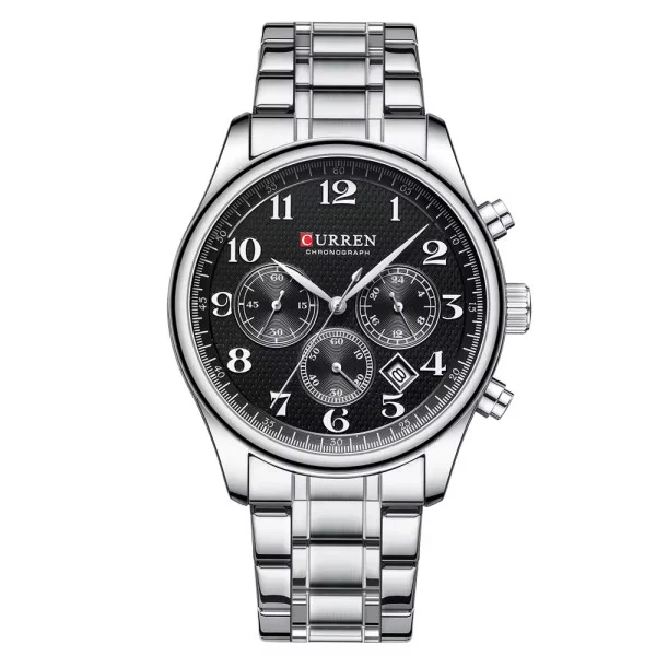 Чоловічий годинник Curren 8466 Silver-Black фото 1
