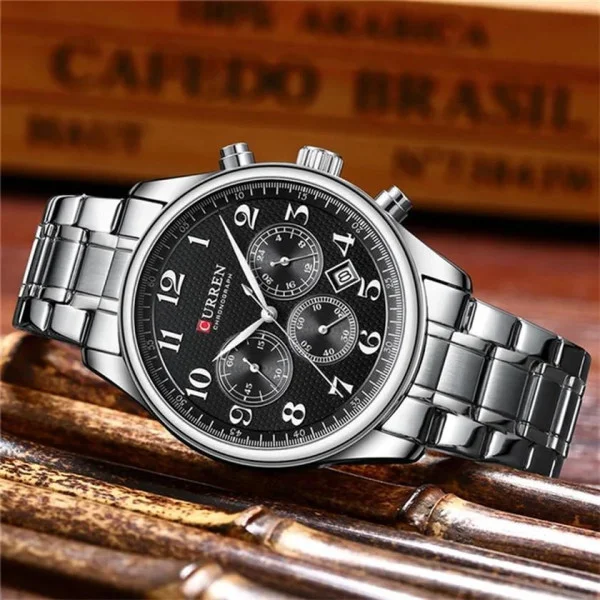 Чоловічий годинник Curren 8466 Silver-Black фото 3