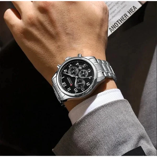 Чоловічий годинник Curren 8466 Silver-Black фото 4