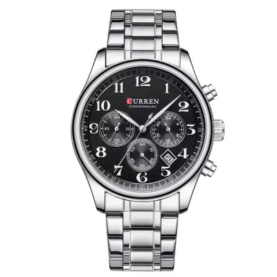 Мужские часы Curren 8466 Silver-Black
