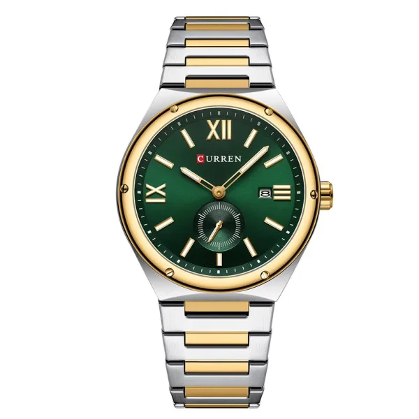 Чоловічий годинник Curren 8471 Silver-Gold-Green фото 1