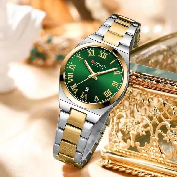 Чоловічий годинник Curren 8471 Silver-Gold-Green фото 6