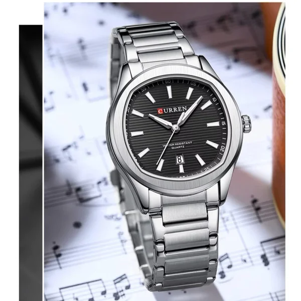 Чоловічий годинник Curren 8474 Silver-Black фото 3