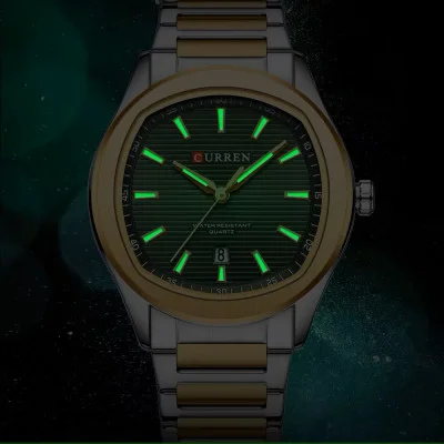 Мужские часы Curren 8474 Silver-Gold-Green