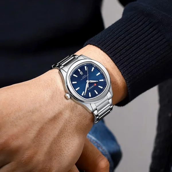Чоловічий годинник Curren 8474 Silver-Blue фото 4