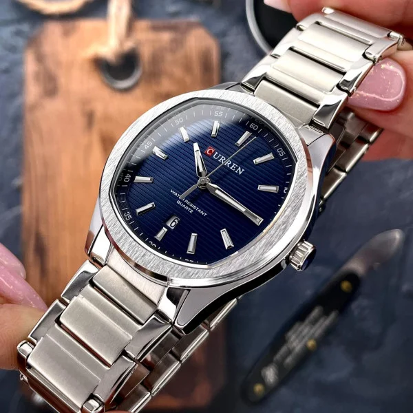 Чоловічий годинник Curren 8474 Silver-Blue фото 5