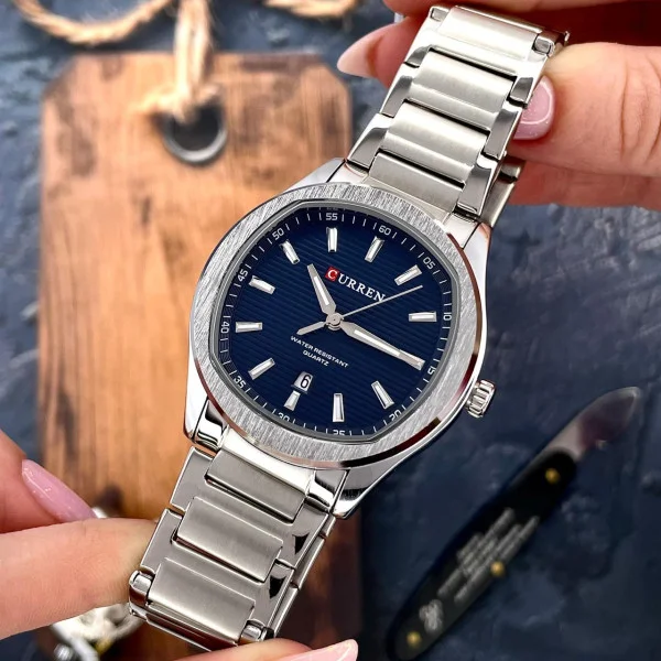 Чоловічий годинник Curren 8474 Silver-Blue фото 6